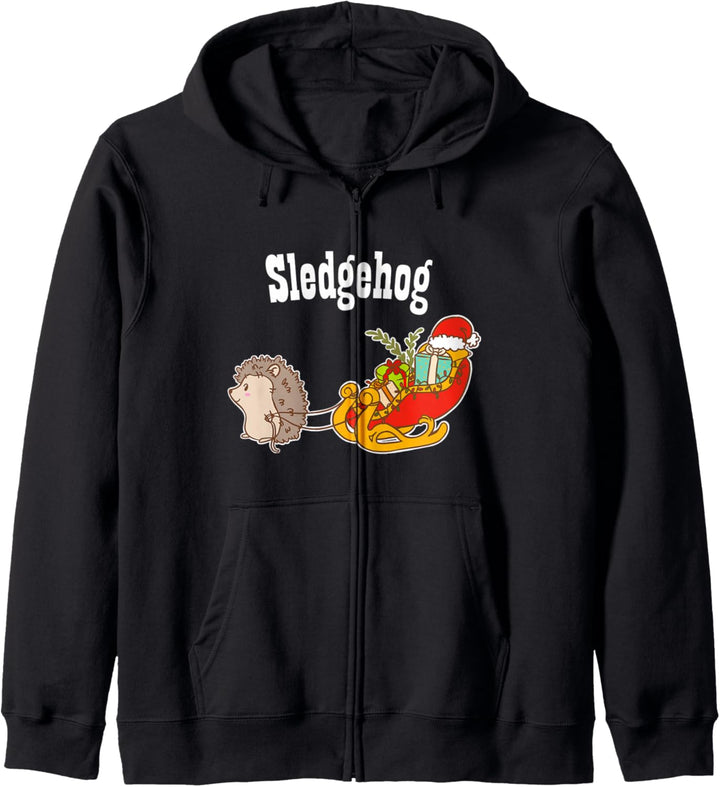 Igel Geschenk Shirt Weihnachten Igel Schlittenhog Kapuzenjacke