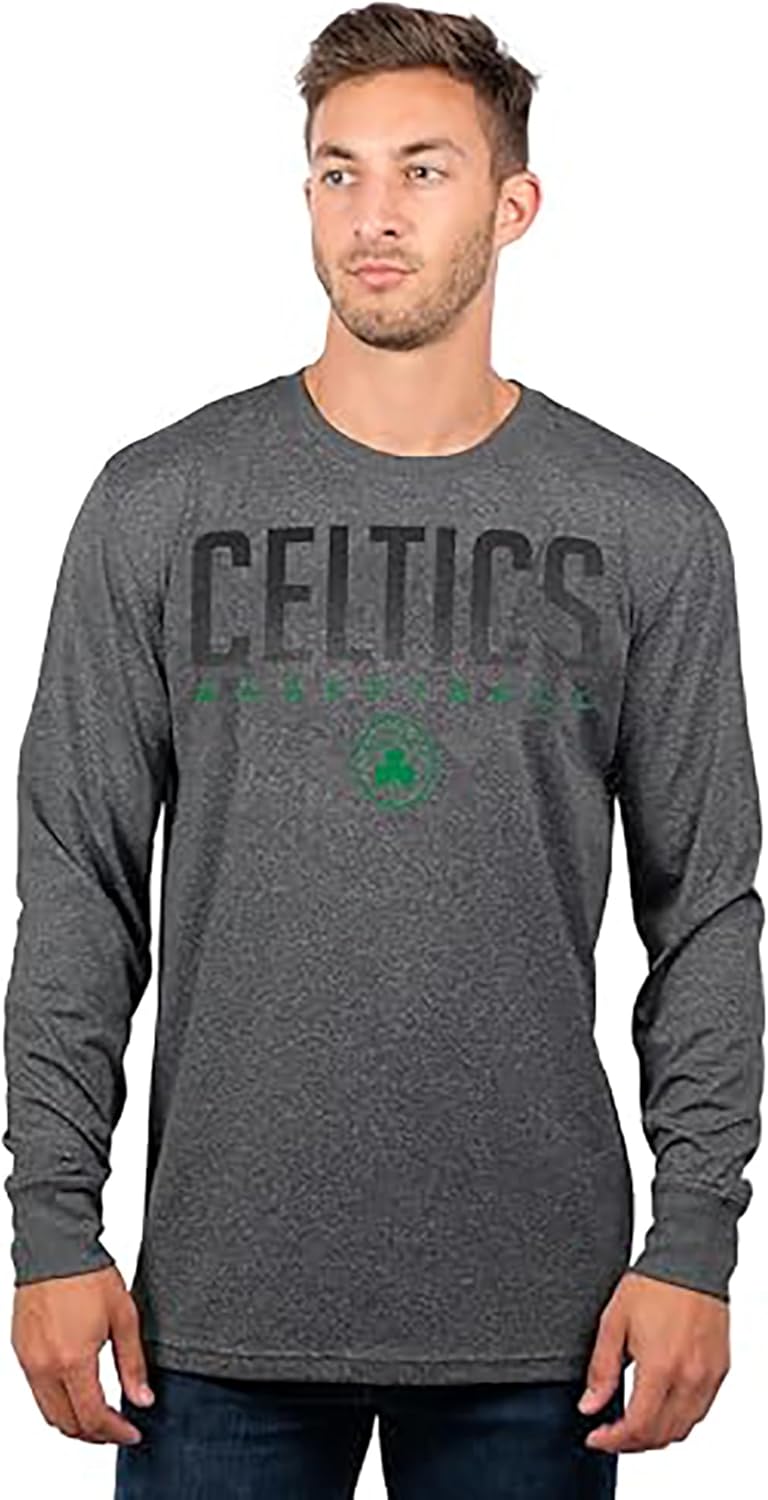 NBA Herren T-Shirt Long Sleeve Pullover Performance Tee Shirt, Team Logo Grau Boston Celtics M, Bost