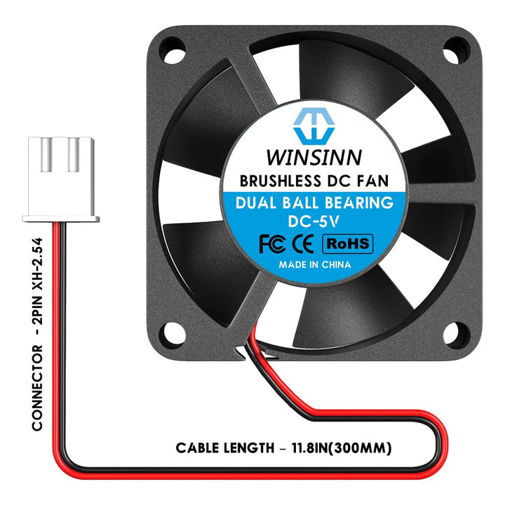 WINSINN 30 mm Lüfter 5 V, 3D-Drucker Micro 5 Volt Lüfter 3010 Doppelkugellager, bürstenlose Kühlung