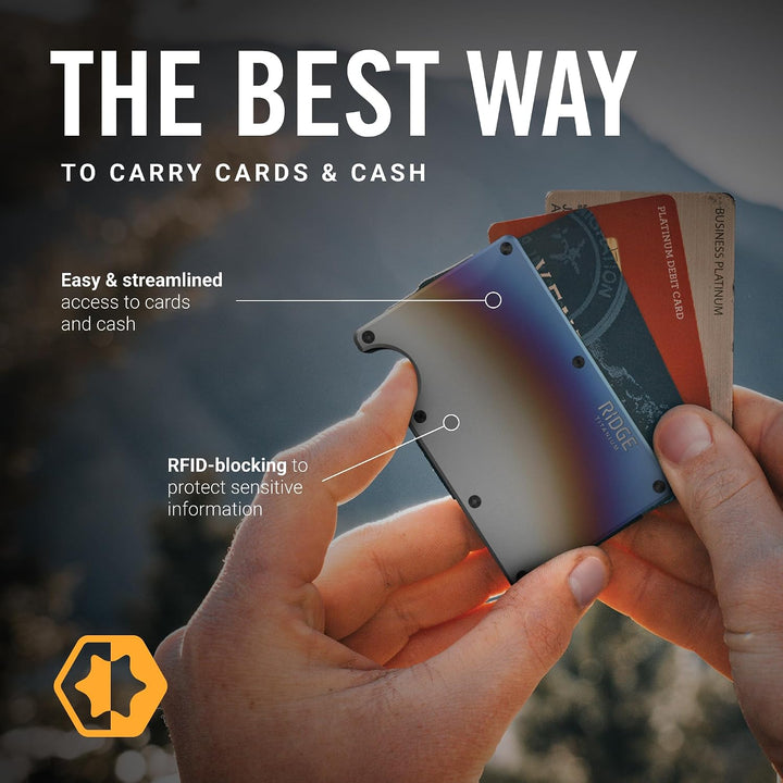 The Ridge Minimalist Slim Wallet for Men – Kreditkartenetui mit RFID-Blockierung auf der Vordertasch