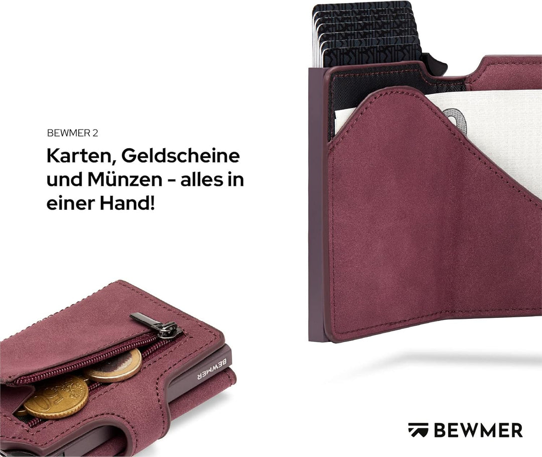 BEWMER v2 Shielded Slim Wallet mit Münzfach für Herren & Damen | Kartenetui mit Münzfach & RFID-Schu