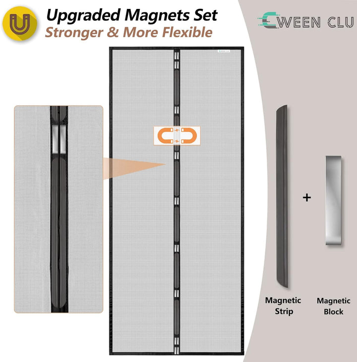 Fliegengitter Tür 90x215 cm, Magnet Fliegengitter Balkontür Ohne Bohren, Geeignet für Balkontüren, F