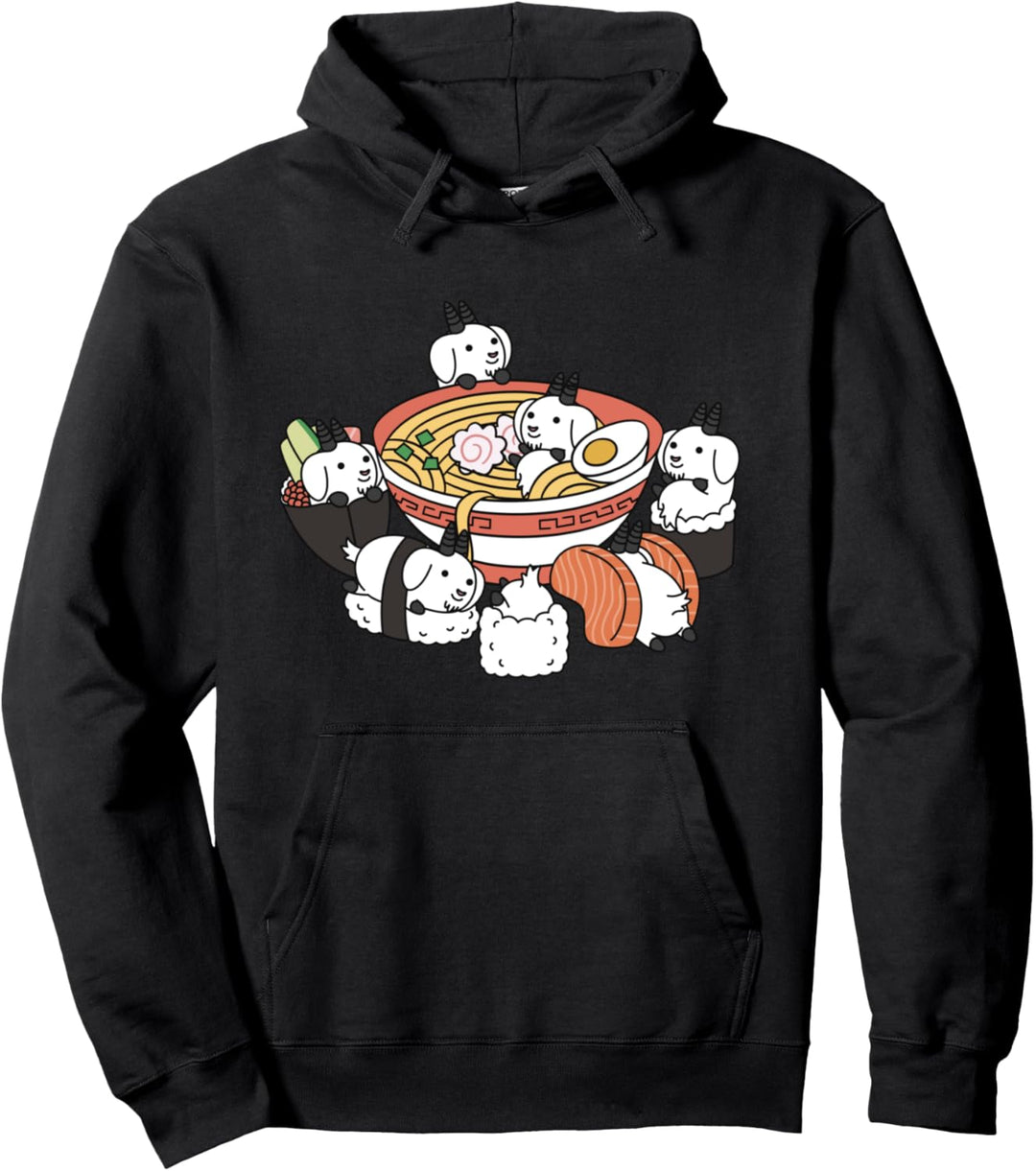 Ramen Sushi Ziege Haustier Pullover Hoodie