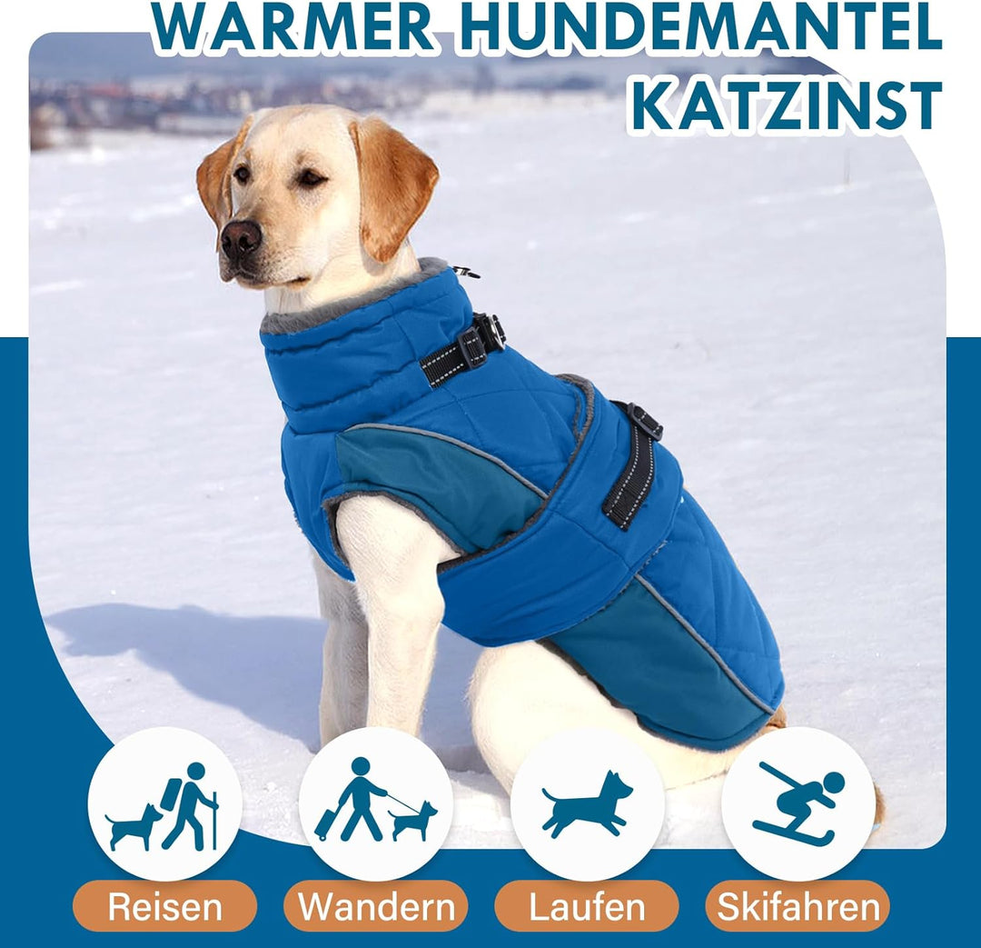 Wintermantel Hund M, Wintermantel Hunde mit Hohem Kragen, Warmer Hundejacke mit D-Ring für Cocker Sp