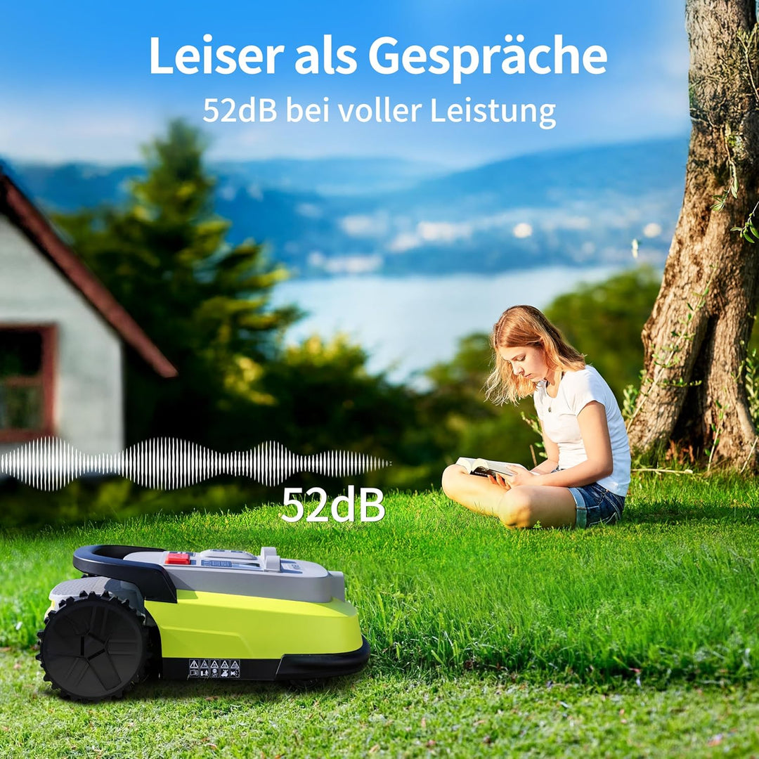 M10 Rasenmäher Roboter, Mähroboter ohne Begrenzungskabel für Rasenflächen bis 1000m², Vision+RTK Fus