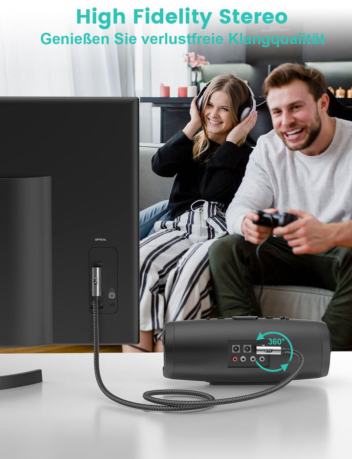 EMK 90 Grad Optisches Audiokabel Toslink Spdif Lichtleiterkabel für Stereoanlage, Soundbar, Heimkino