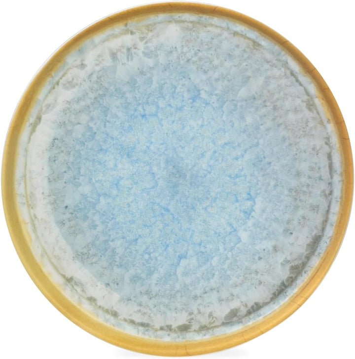 Melamin Camping Geschirr Set 4 Personen Crystal Blue + 4 Milano Gläser Wassergläser Tafelgeschirr Pi