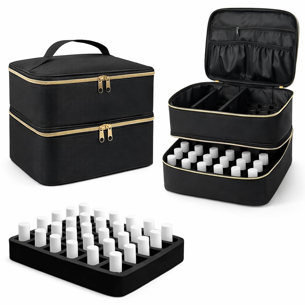 Nagellack-Organizer-Tasche, doppelte Aufbewahrungsbox für Nagellack, Gel-Lampe und Maniküre-Werkzeug