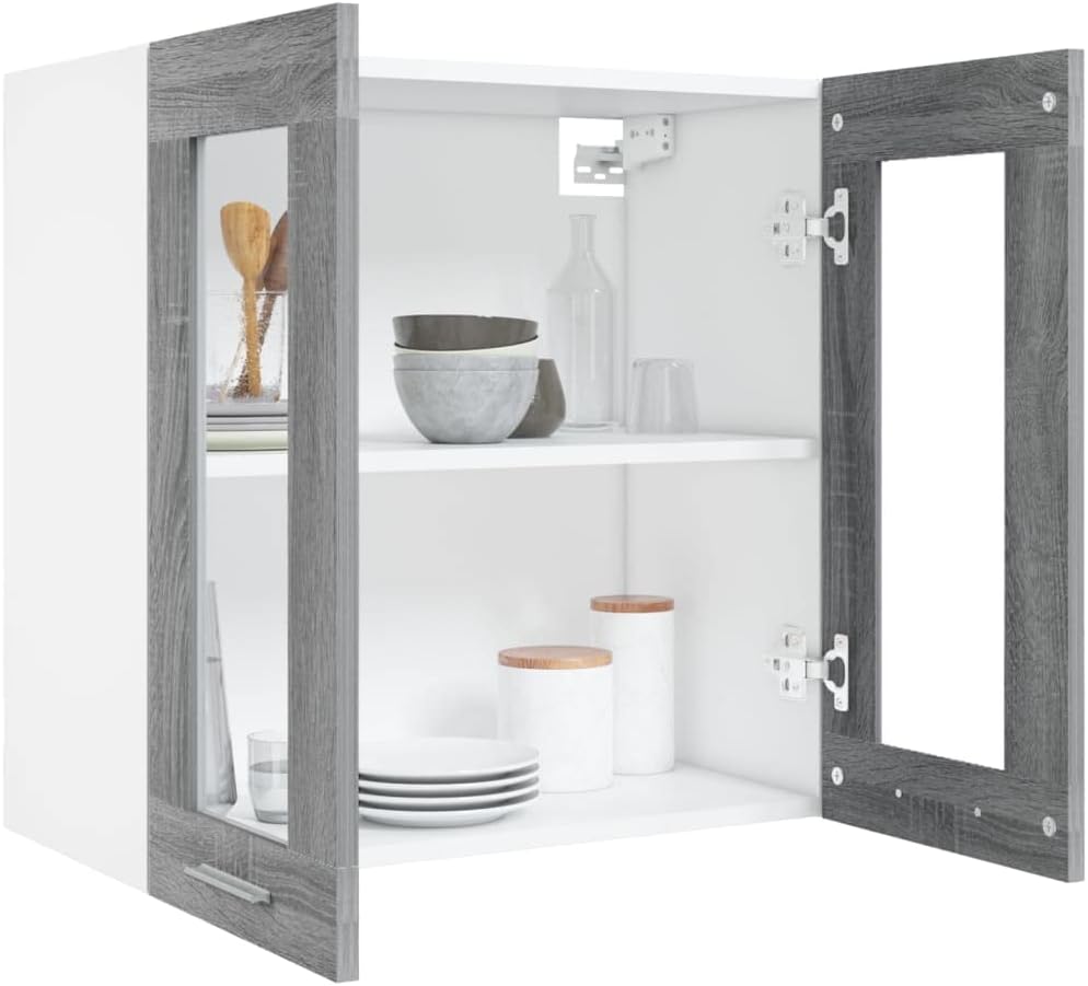 Hängeschrank Glas Grau Sonoma 60x31x60 cm Holz KüChenschrank HäNgeschrank KüChe Vorratsschrank Schra