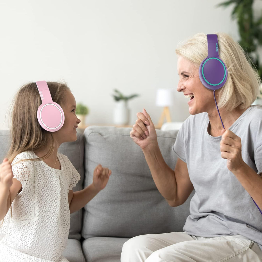 RORSOU R10 Over-Ear Kopfhörer mit Mikrofon, Leichtgewichtige klappbare Stereo-Bass-Headset mit 1,5 m