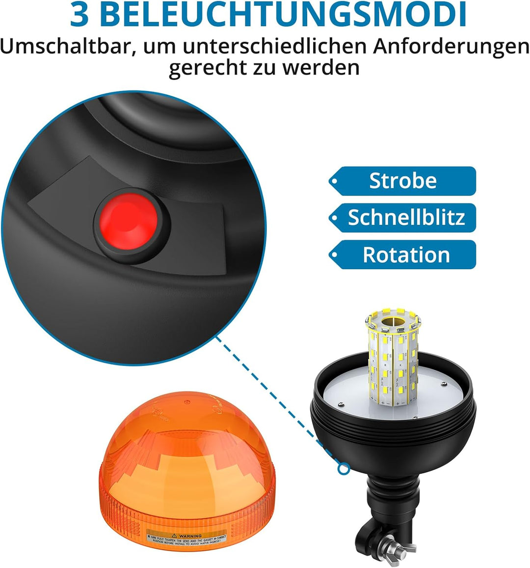 AUTOUTLET 2X Rundumleuchte, 40 LED Warnleuchten Amber Rundumkennleuchte Blinkleuchte 12V/24V, mit 3