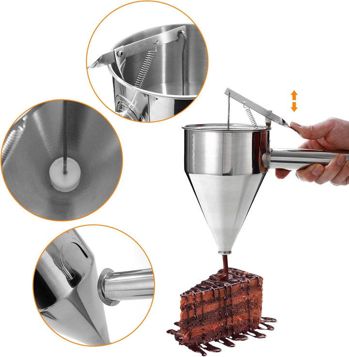 Teigspender Teigportionierer,Pfannkuchen Teigspender 1200ml,Edelstahl Teigspender mit Ständer,Wird m