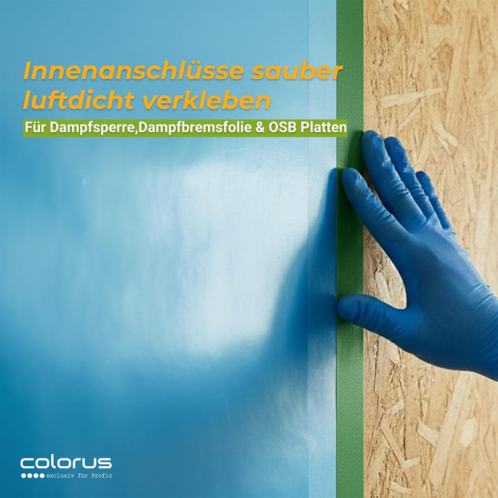 2 x Colorus Dampfsperrklebeband aggressiv klebend 50 mm x 25 m | Folienklebeband für Dampfbremse | D