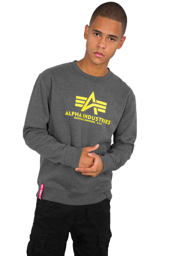 Alpha Industries Herren Basic Sweater Sweatshirt für Herren Sweatshirt (1er Pack) XXS Charcoal Heath