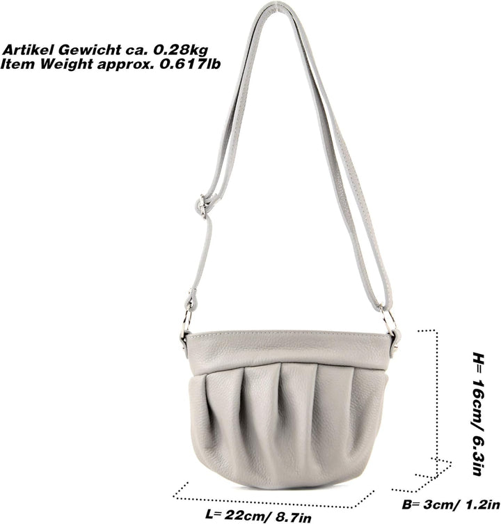 modamoda de - T191 - ital. Umhängetasche Klein aus Echtleder Beige, Beige