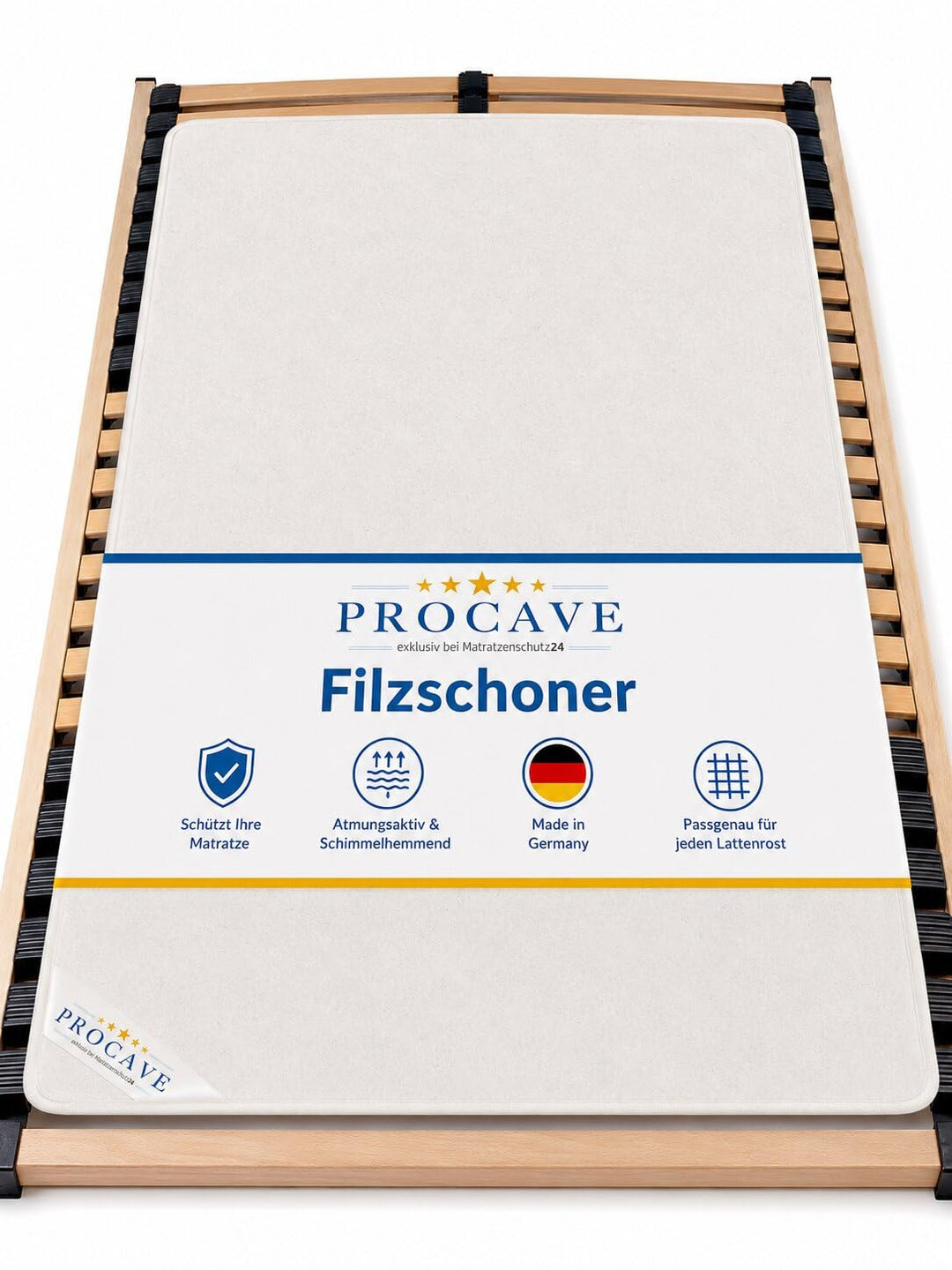 PROCAVE | Hochwertiger Filzschoner für Lattenrost | Schützende Matratzenunterlage 170x210 cm | Atmun