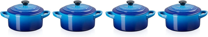 Le Creuset 4er-Set Mini Cocottes aus Steinzeug, je 200 ml, 10 x 5 cm, Azure, 79212102200100, Azure