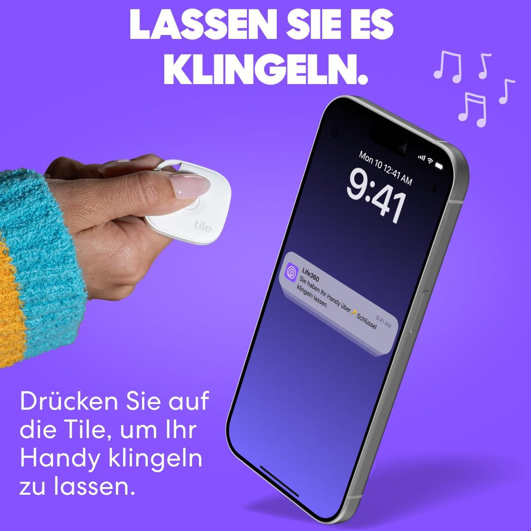 Tile by Life360 Mate - Bluetooth-Tracker, Schlüssel- und Gegenstandsfinder für Schlüssel, Taschen un