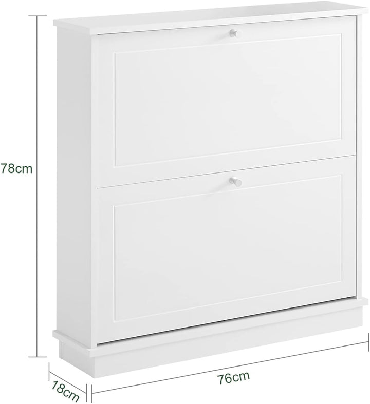 SoBuy Schuhschrank Schmal Schuhkipper Schmal mit 2 Klappen - für bis zu 10 Paar Schuhe, stabil und k