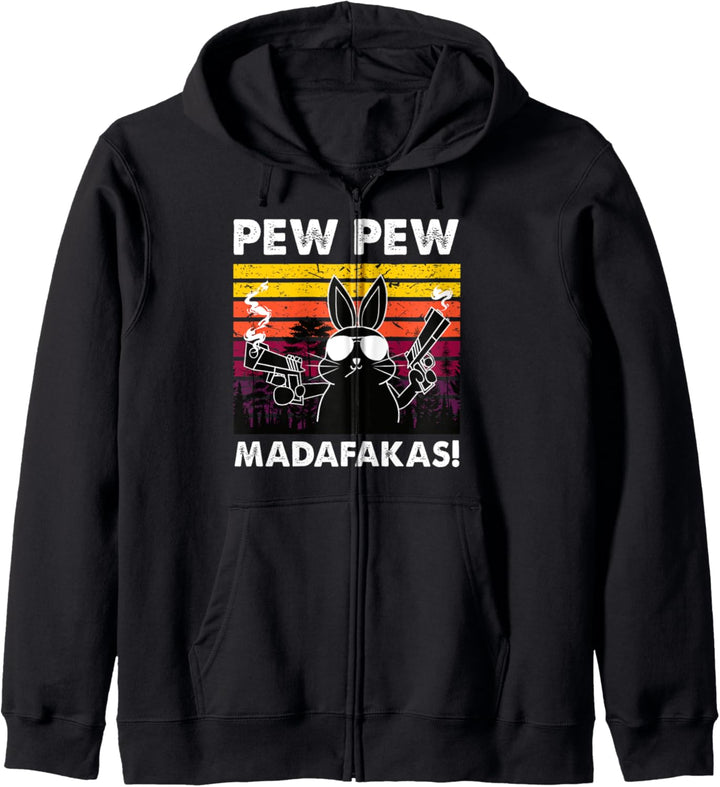 Pew Pew Madafakas Hase Damen Vintage Kaninchen Crazy Hasen Kapuzenjacke