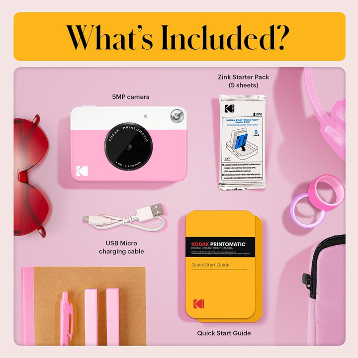 KODAK Printomatic Vollfarb-Sofortdruckkamera-Starterpaket + Softcase + Zink-Fotopapier, 20 Stück – B