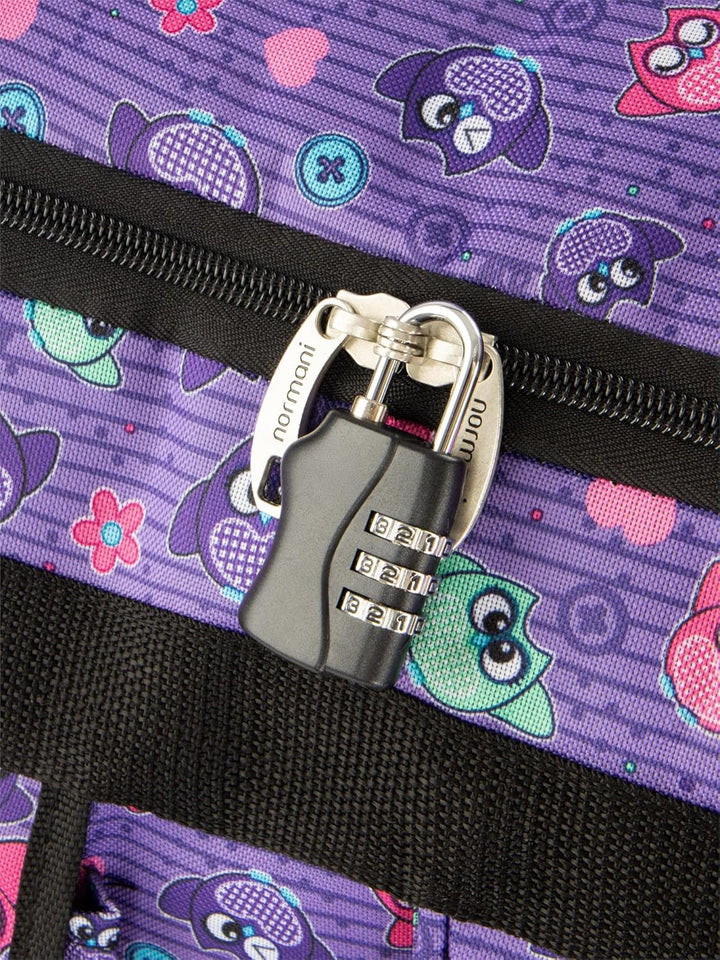 normani Reisetasche XXL Trolly mit Rollen Jumbo Travel Bag aus robustem Material Lila Eule / 80 Lite