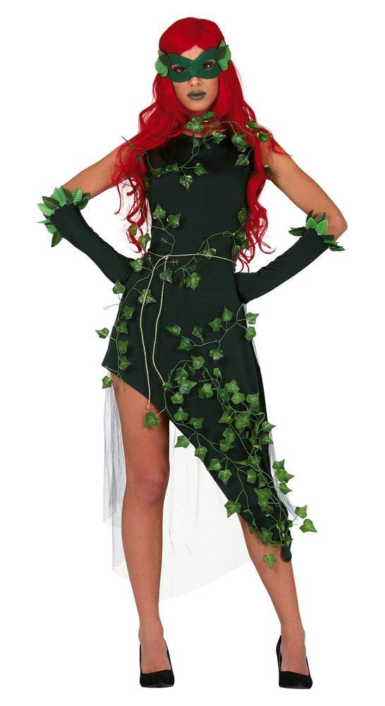shoperama Poison Ivy Damen Kostüm Kleid Pflanzen-Schurkin Waldfee Eva Efeu, S