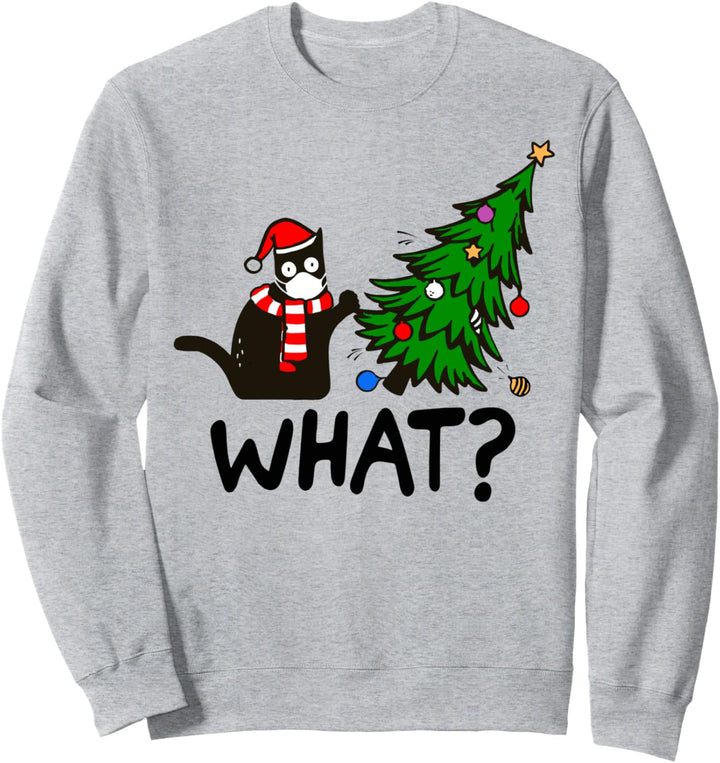 Katze Cat Weihnachten Weihnachtsbaum Mundschutz what? Sweatshirt