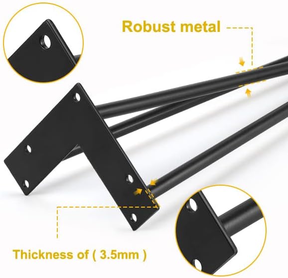 Knpwer 4 Stück Haarnadel Tischbein 35 cm,3 Stangen Haarnadel Füsse,DIY Black Hairpin Couchtisch Bein