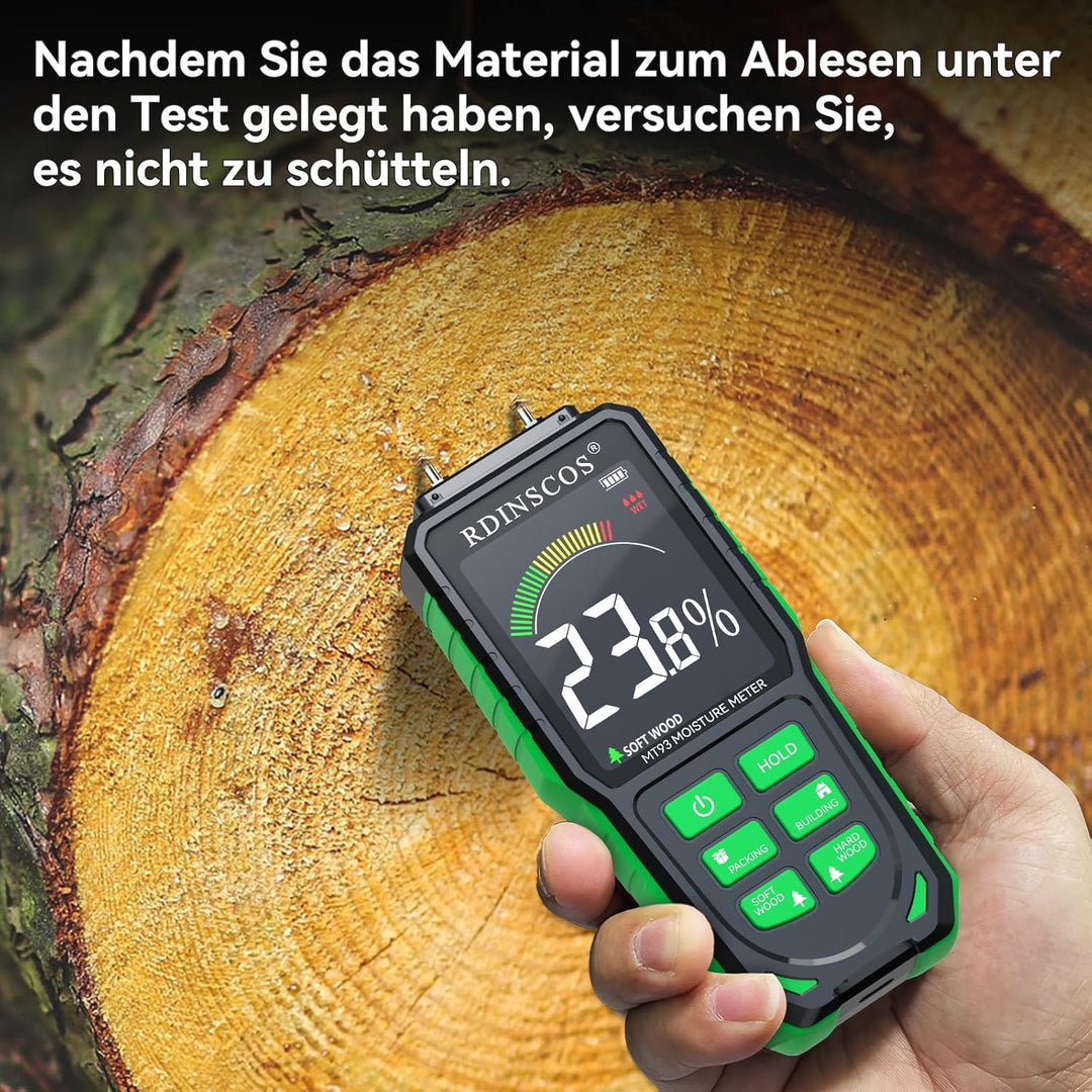 RDINSCOS Feuchtigkeitsmessgerät Pin-Typ Feuchtigkeitsmesser für Holz, Baustoffe mit LCD-Display und