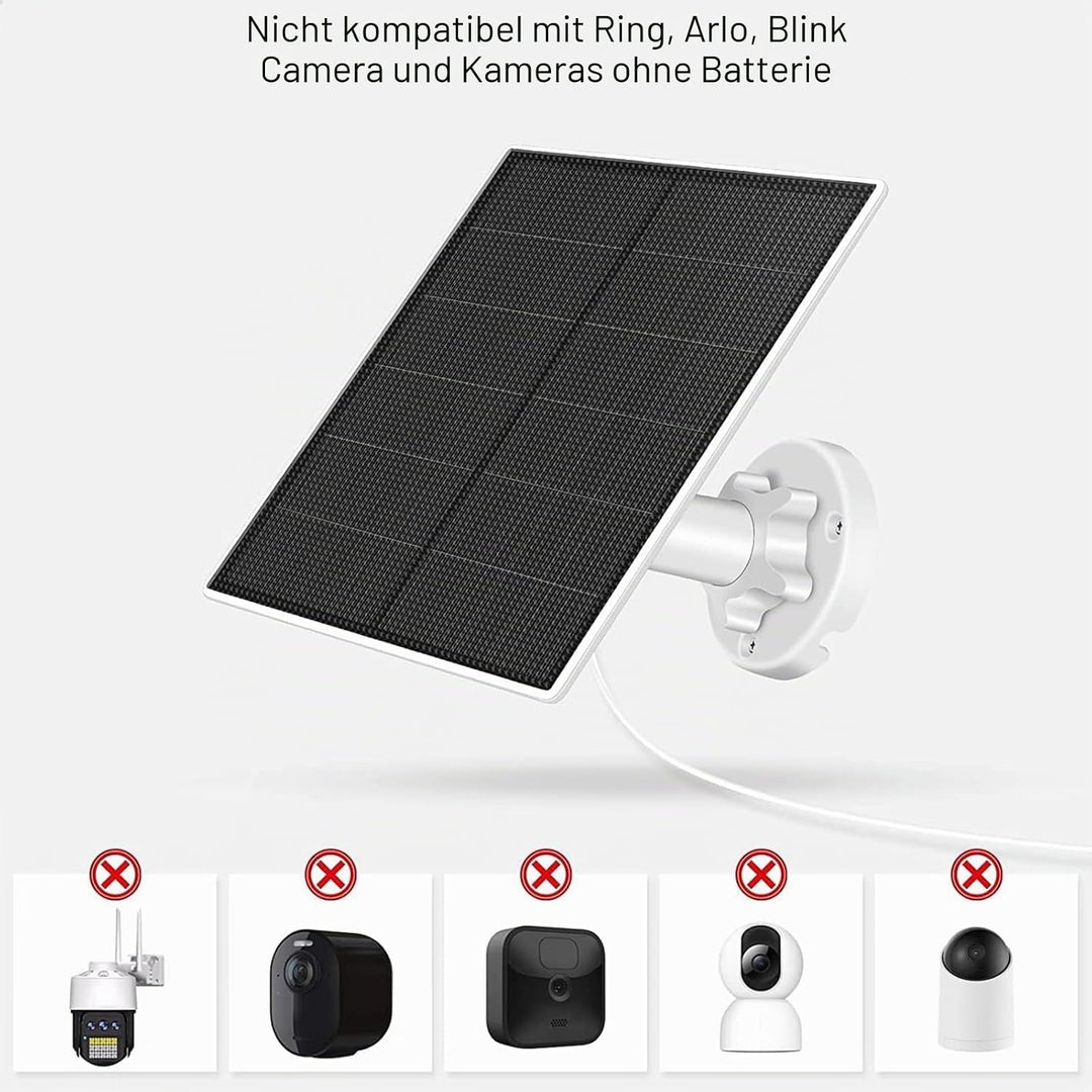 Solarpanel für Überwachungskamera, 5W Solarpanel für DC 5V Sicherheitskamera, Micro USB &amp; USB-C Ansc