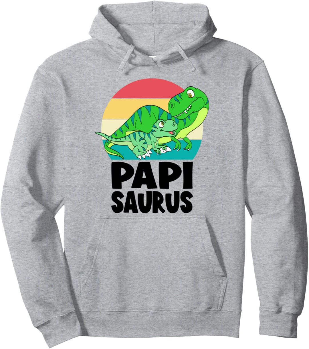 Papi Dinosaur Papisaurus T-Rex Daddy Sunset Family Matching Pullover Hoodie