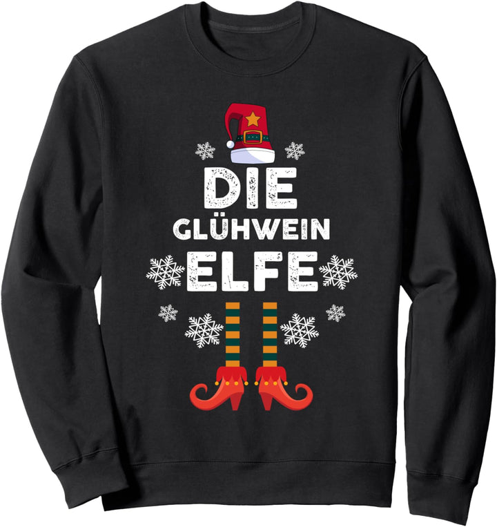 Glühwein Elf Elfen Familien Weihnachts Outfit Sweatshirt