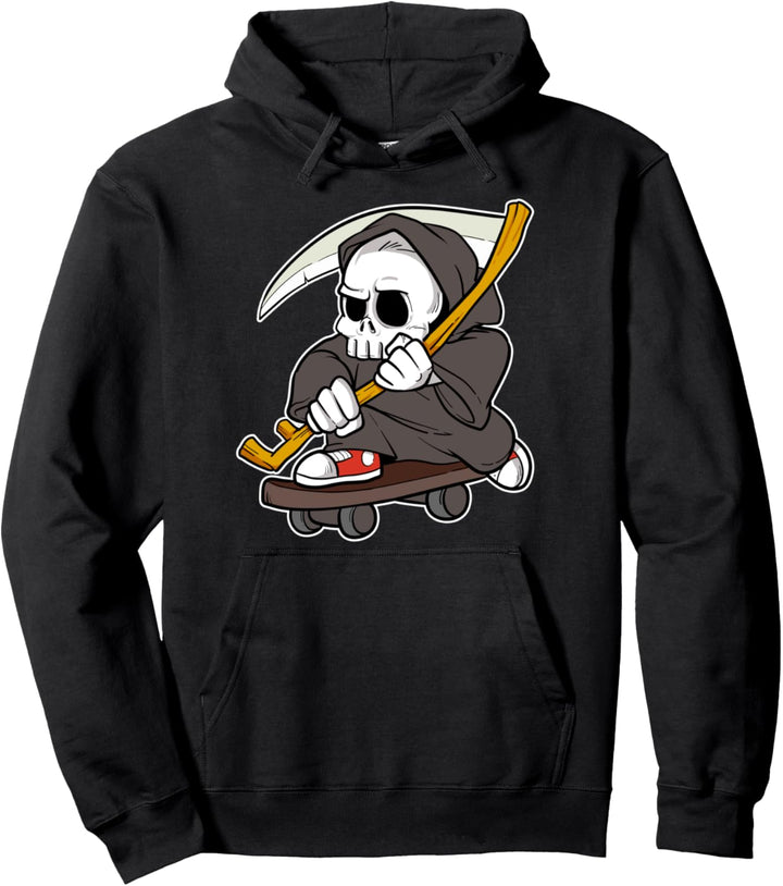 Lustiges Sensenmann Skater Skate Skating Totenkopf Skelett Pullover Hoodie