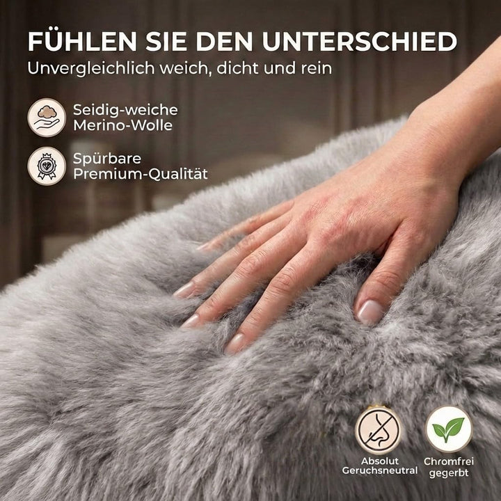 Extra grosses Super-Premium Lammfell, Schaffell hell-grau. Extra zartes, geruchsarmes, echtes Merino