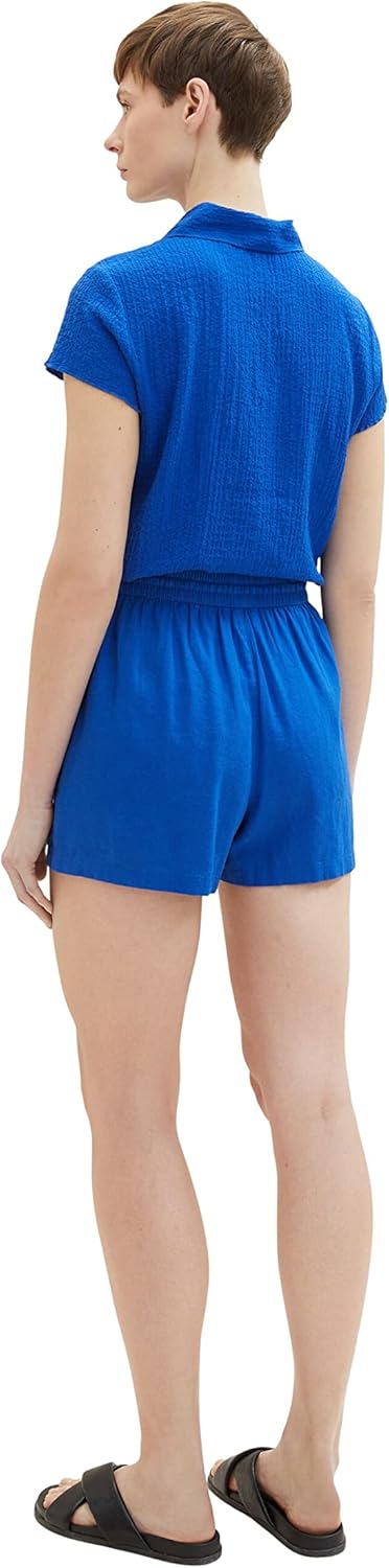 TOM TAILOR Denim Damen Basic Shorts aus Leinen S 14531 - Shiny Royal, S 14531 - Shiny Royal