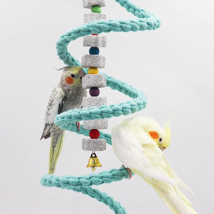 150 cm Extra Langer Vogel-Seil-Sitz, Spiralseil-Schaukelspielzeug für Vogelkäfig, Kletter- und Stehs