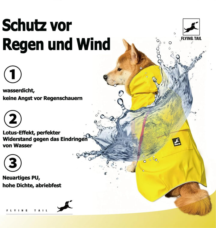Hunde-Regenmantel, nicht steif, superweich, reflektierend, verstellbar, leicht zu tragen, Loch für d