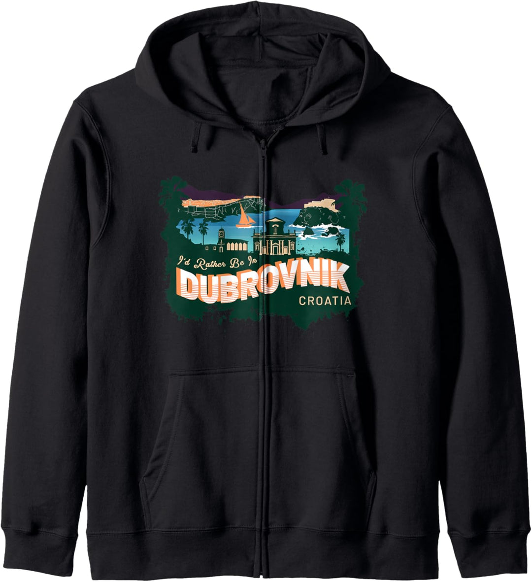 Ich wäre lieber in Dubrovnik Kroatien Vintage Souvenir Kapuzenjacke