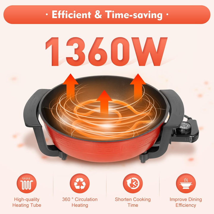 Hot Pot Elektrisch Hotpot Topf, 6L Twin Hot Pot Shabu Feuertopf Suppentopf Chinesischer Hot Pot Fond