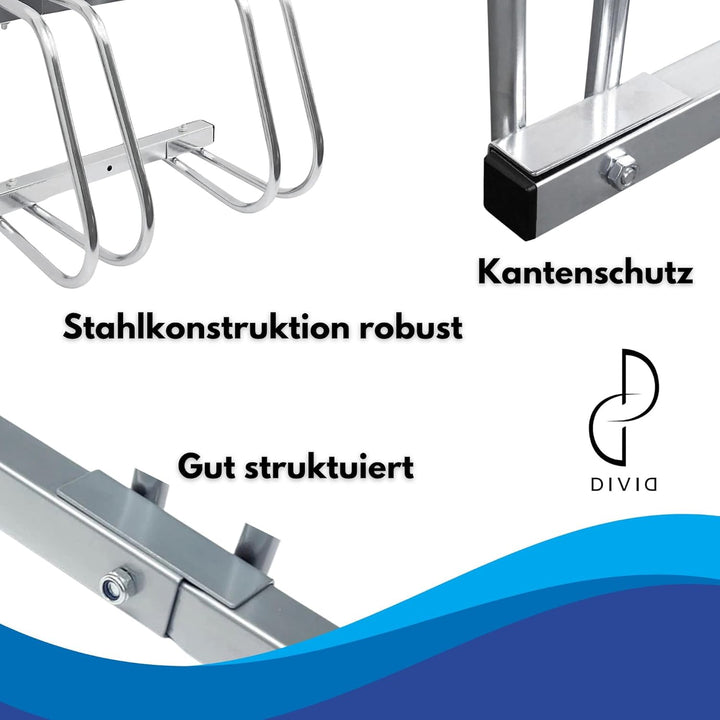DIVID® Fahrradständer für Fahrräder, Mehrfachständer, 37cm Abstand zwischen den Rädern,Boden oder Wa