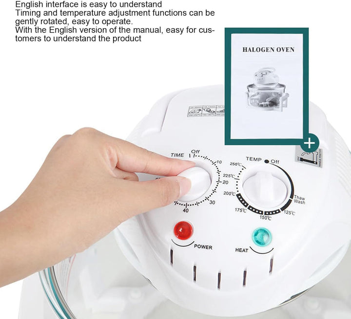 Glas-Luftfritteuse, 360 Grad Sichtbare ölfreie Lebensmittelfritteuse, 12 L Elektrische Fritteuse mit