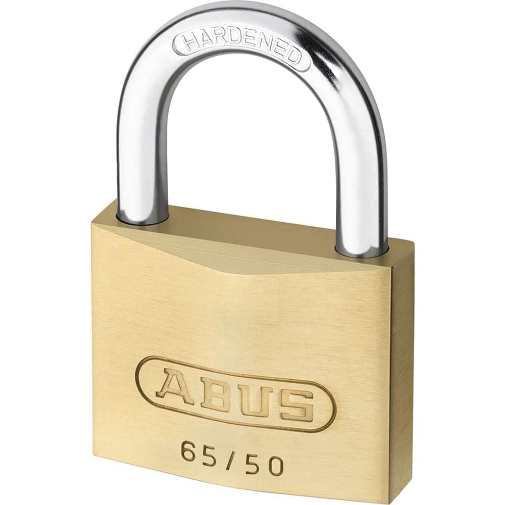 ABUS Vorhängeschloss Messing 65/50 gl.-6504 - gleichschliessend - Kellerschloss, Spindschloss u. v.