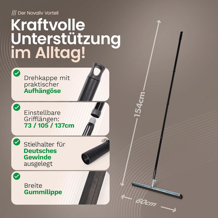 Novaliv 10x Fliesenabzieher Dusche 60 cm Boden mit Schraub- Steckstiel 137 cm Wasserabzieher für Bod