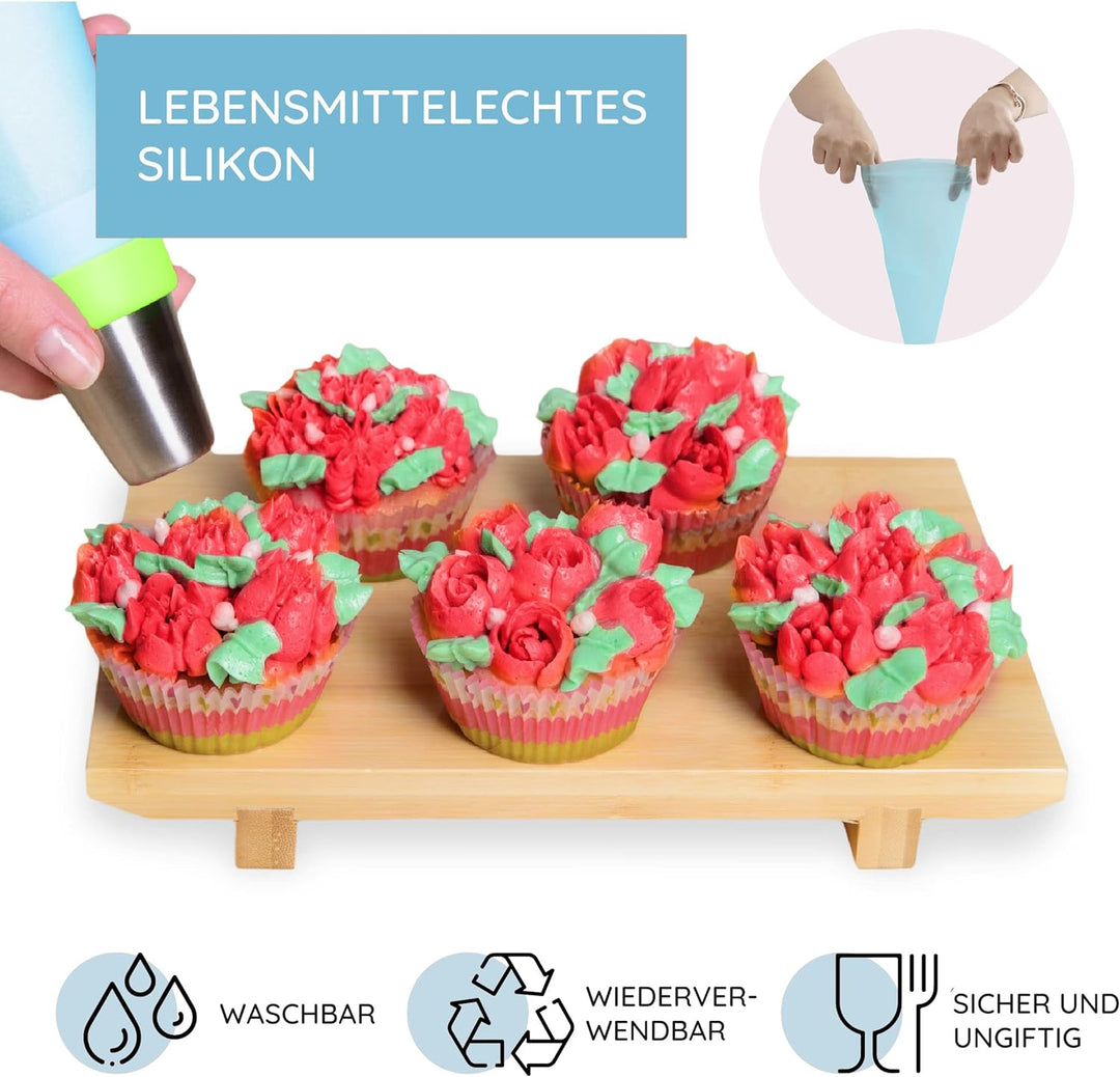 Wenburg Spritztüllen Set - 29 teilig - Verschiedene Spritzbeutel mit Tüllen Profi - Backset mit viel