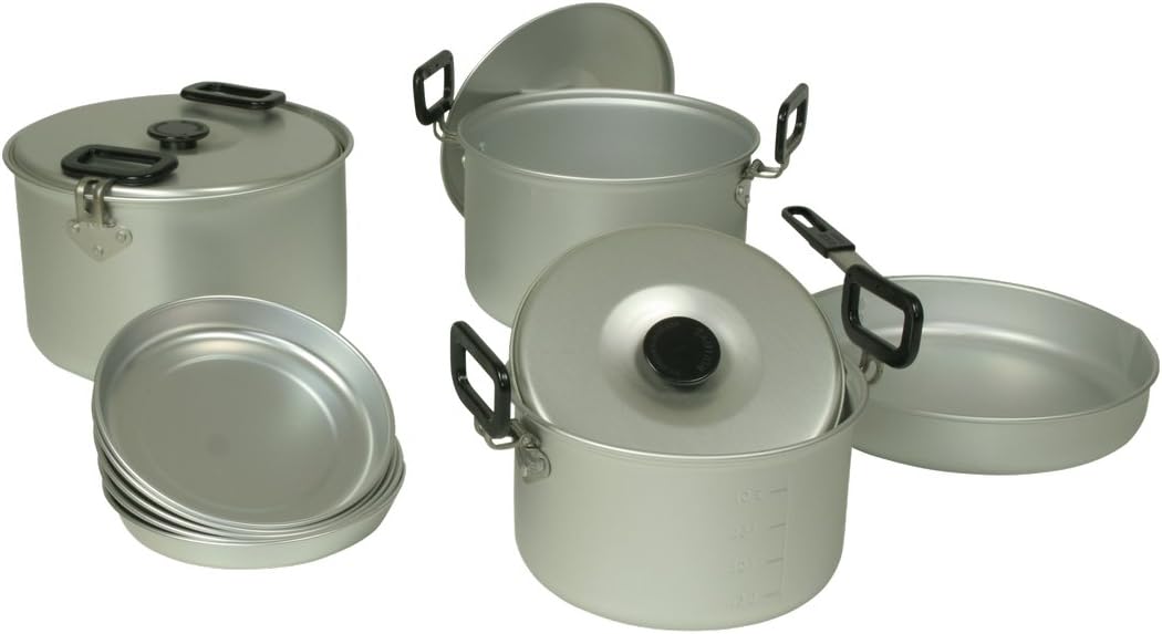 10T Camping Topfset Pfannenset 12-TLG. für 4-5 Personen, Outdoor Kochset mit Antihaft-Aluminium, ide