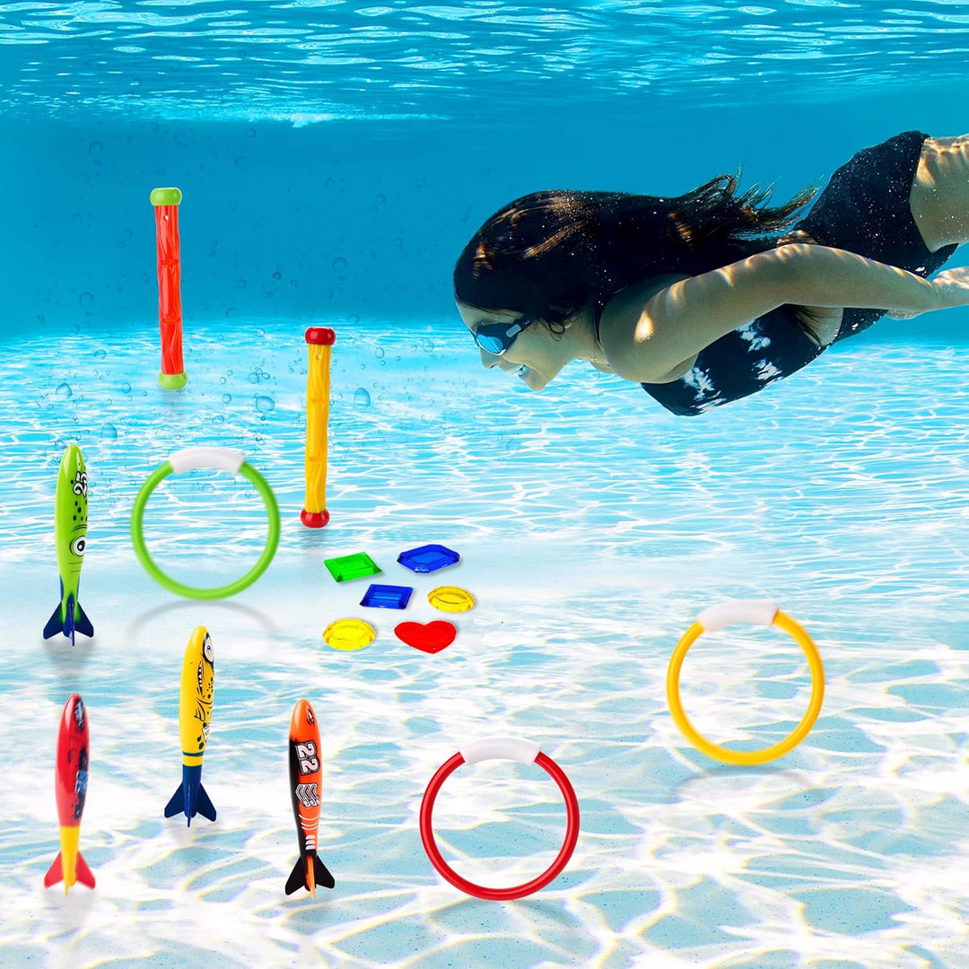 JOYIN 18 Stücke Tauchspielzeug Unterwasser Tauchen Diving Set, Tauchen Spielzeug für Kinder, Schwimm