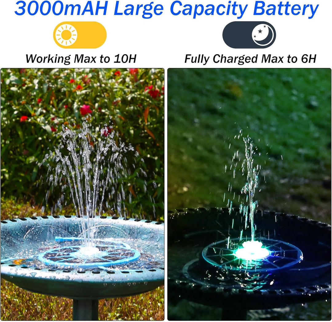 AISITIN LED Solar Springbrunnen für Aussen mit 3000mAh, 3,5W Solar Schwimmender Fontäne Pumpe mit Ve