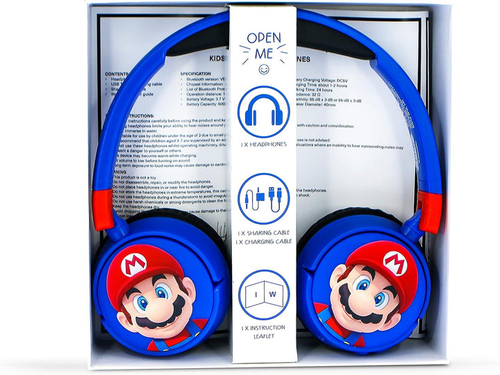 OTL Technologies SM1001 Super Mario Kabellose Kinder-Kopfhörer, Blau