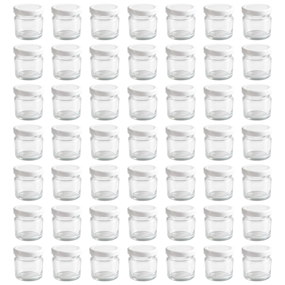Vitrea 50x Mini Marmeladengläser 37 ml - mit Deckel Weiss TO 43 - kleine Einmachgläser zum befüllen